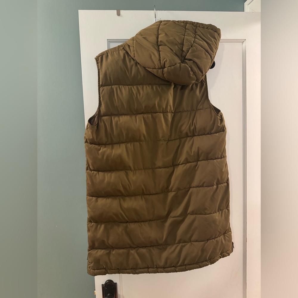 Zella Long Hooded Puffer Vest in Brown Teak - Picture 3 of 3